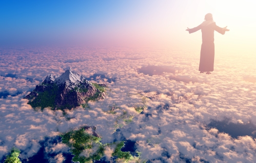 Jesus walking on clouds