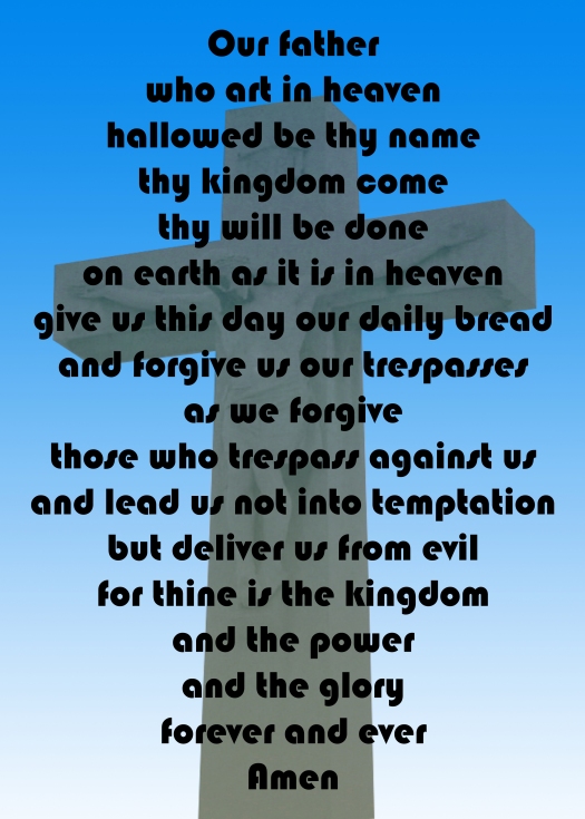 The Lord's Prayer Illustration Overlayed On A Cross