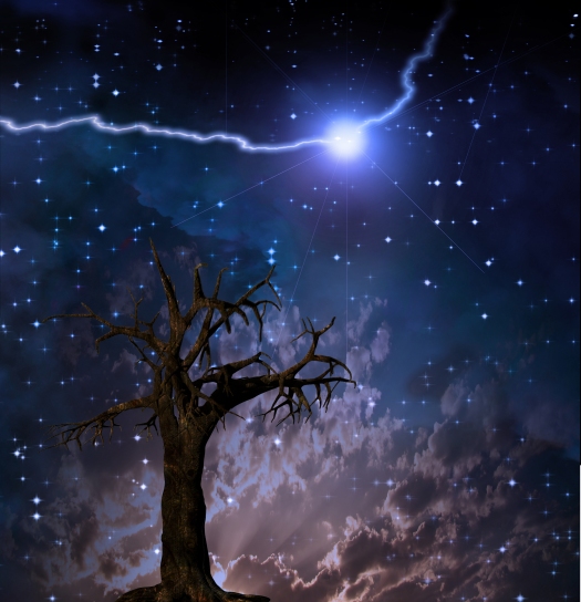 Tree stars and electric arc  Some elements provided courtesy of