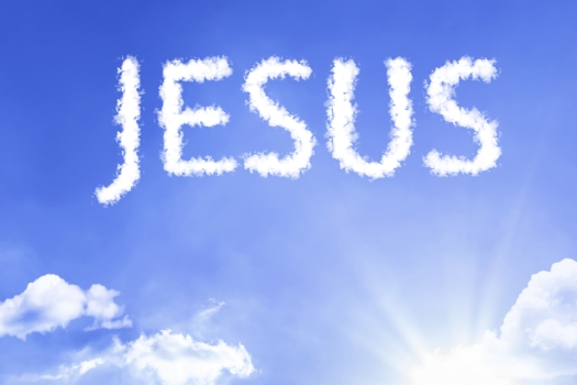 Jesus cloud word with a blue sky