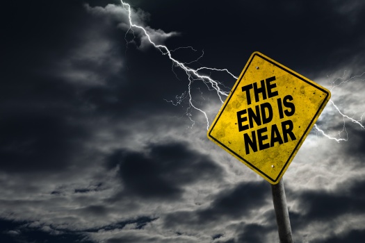 End is Near Sign With Stormy Background